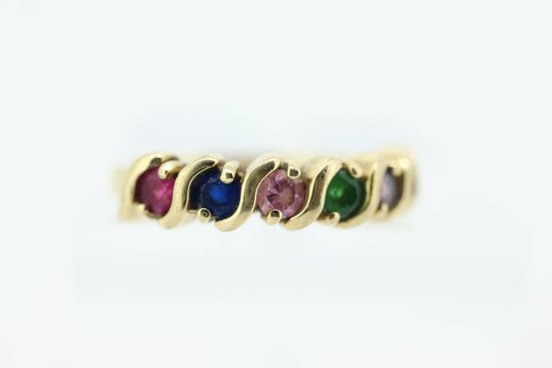 Multi-Color Edelstein Ring. 10K Eternity Band. Rubin Saphir Topas Smaragd Amethyst von VoxMarket