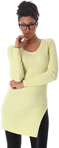 Voyelles Damen Longpulli Stretch Langarm einfarbig Feinripp Bein-Schlitz Hüftschlitz, Gelb 34-38 Einheitsgröße Voyelles Damen Longpulli Stretch Langarm einfarbig Feinripp Bein-Schlitz Hüftschlitz, Gelb 34-38 Einheitsgröße von Voyelles