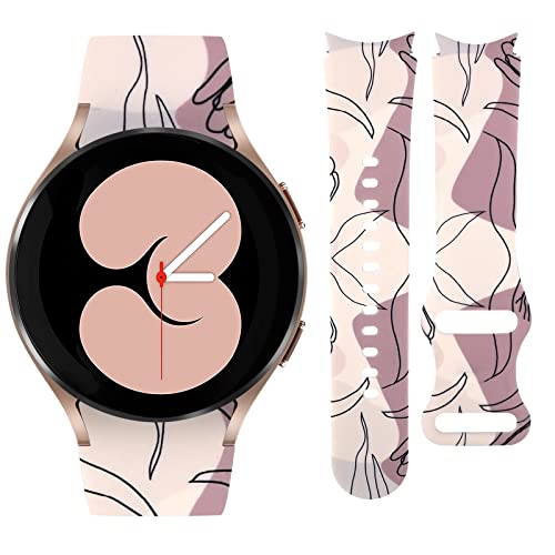 Vozehui Armband Kompatibel für Samsung Galaxy Watch 5/4 40mm 44mm, 20mm Silikon Leopard Blumen Bunt Gedruckt Armband für Galaxy Watch 4 40mm 44mm/Watch 4 Classic 42mm 46mm Für Frauen Männer von Vozehui