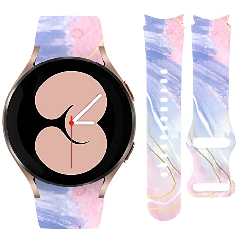 Vozehui Armband Kompatibel für Samsung Galaxy Watch 5/4 40mm 44mm, 20mm Silikon Leopard Blumen Bunt Gedruckt Armband für Galaxy Watch 4 40mm 44mm/Watch 4 Classic 42mm 46mm Für Frauen Männer von Vozehui