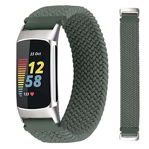 Vozehui Armband Kompatibel mit Fitbit Charge 5 Armband, Elastisches Atmungsaktives Weiches Nylon Kinitting Sport Ersatzband für Charge 5 Activity Tracker Sportband für Damen Herren von Vozehui