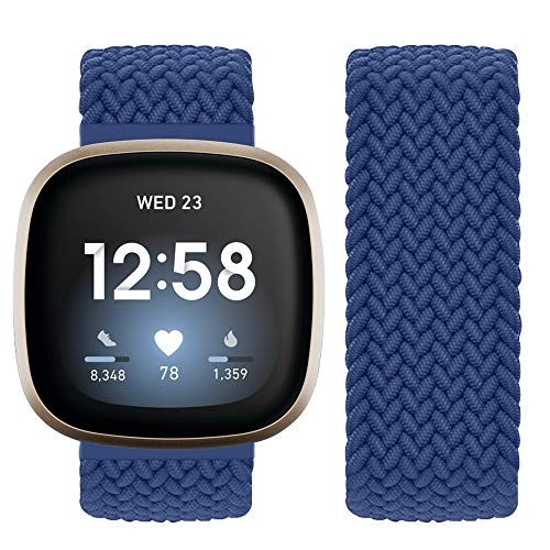 Vozehui Geflochtener Solo Loop Armband Kompatibel mit Fitbit Versa Armband/Fitbit Versa 2 Armband, Elastisches Soft Nylon Sport Ersatzband für Fitbit Versa 2/Fitbit Versa/Versa Lite, Damen Herren von Vozehui