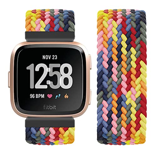 Vozehui Geflochtenes Solo Loop Armband kompatibel mit Versa/Versa 2 Armband, Sport-Ersatzband aus weichem Nylon, elastisch, für Versa 2/Versa/Versa Lite, Damen und Herren von Vozehui