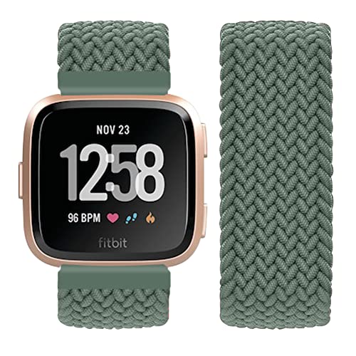 Vozehui Geflochtener Solo Loop Armband Kompatibel mit Fitbit Versa Armband/Fitbit Versa 2 Armband, Elastisches Soft Nylon Sport Ersatzband für Fitbit Versa 2/Fitbit Versa/Versa Lite, Damen Herren von Vozehui