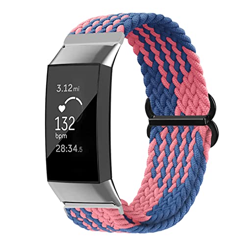 Vozehui Geflochtenes Solo Loop Armband Kompatibel mit Fitbit Charge 5 Armband, Atmungsaktiv Elastisch Weiches Nylon Verstellbares Sport Ersatzband für Fitbit Charge 5, Damen Herren von Vozehui