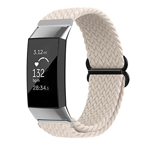 Vozehui Geflochtenes Solo Loop Armband Kompatibel mit Fitbit Charge 5 Armband, Atmungsaktiv Elastisch Weiches Nylon Verstellbares Sport Ersatzband für Fitbit Charge 5, Damen Herren von Vozehui
