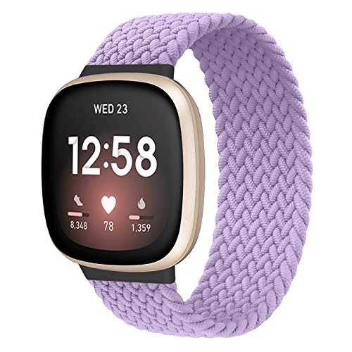 Vozehui Kompatibel mit Fitbit Sense/Versa 3 Armband, Elastisch Atmungsaktiv Weiches Nylon Strick Sport Ersatzband für Fitbit Versa 3/Sense, Damen Herren von Vozehui