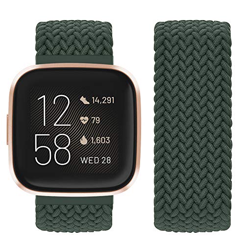 Vozehui Kompatibel mit Fitbit Versa Armband/Fitbit Versa 2 Armband, elastisch atmungsaktives, weiches Nylon Strick Sportersatzband für Fitbit Versa 2/Fitbit Versa/Versa Lite, Damen Herren von Vozehui