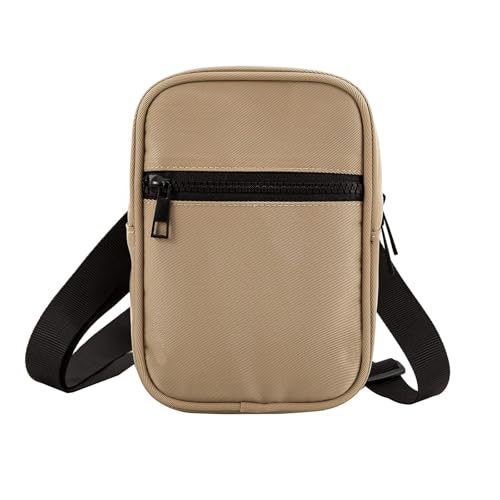 Umhängetasche Herren Schultertasche Unisex Umhängen Crossbody Bag Messenger Damen Sling Tasche Männer Shoulder Brusttasche Handytasche Gürteltasche Klein Rucksack mit 2pcs Schulterriemen(Hellbraun) von Vpoofree