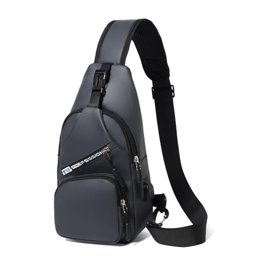 Vpoofree Schultertasche Brusttasche Herren Umhängetasche Sling Chest Crossbody Bag Verstellbare Schulter Anti-Diebstahl Wasserfest Tasche für Männer Outdoor-Sportarten Wandern Radfahren(Grau) von Vpoofree