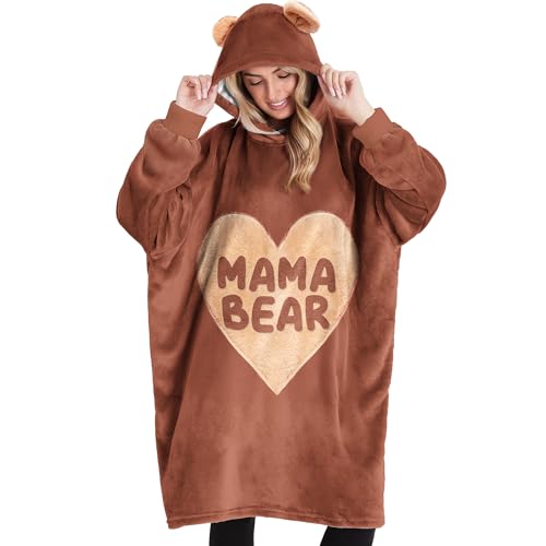 Vprintes BHD Mama Bear Ear Hoodie Kleid Braun Vprintes BHD Mama Bear Ear Hoodie Kleid Braun von Vprintes