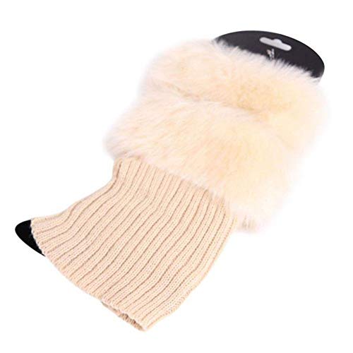 Vpuquuz Frauen Gestrickte Boot Manschette Socken Wolle Legwarmers Beinwärmer Topper Damen Winterwärmer Fuß Handgelenk warme Flauschig Socken Stulpen (Beige) von Vpuquuz