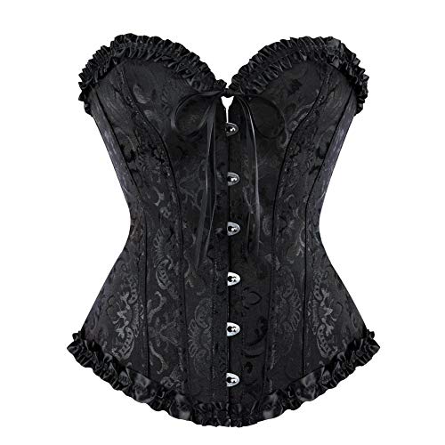 Vrapo Korsett Damen - Bustier Corset Top für Frauen - Vollbrust Corsage Schnürkorsett Taillenformer Dessous - Schwarz - Größe M von Vrapo