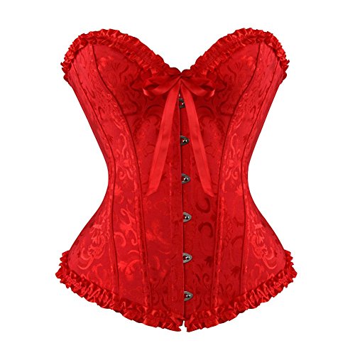 Vrapo Korsett Damen - Bustier Corset Top für Frauen - Vollbrust Corsage Schnürkorsett Taillenformer Dessous - Schwarz - Größe XS von Vrapo