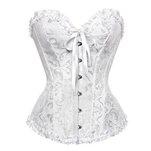 Vrapo Korsett Damen - Bustier Corset Top für Frauen - Vollbrust Corsage Schnürkorsett Taillenformer Dessous - Schwarz - Größe XXL von Vrapo