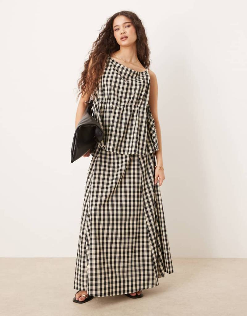 VRG GRL - Hanni - Maxirock in Schwarz mit Vichy-Karomuster, Kombiteil von Vrg Grl