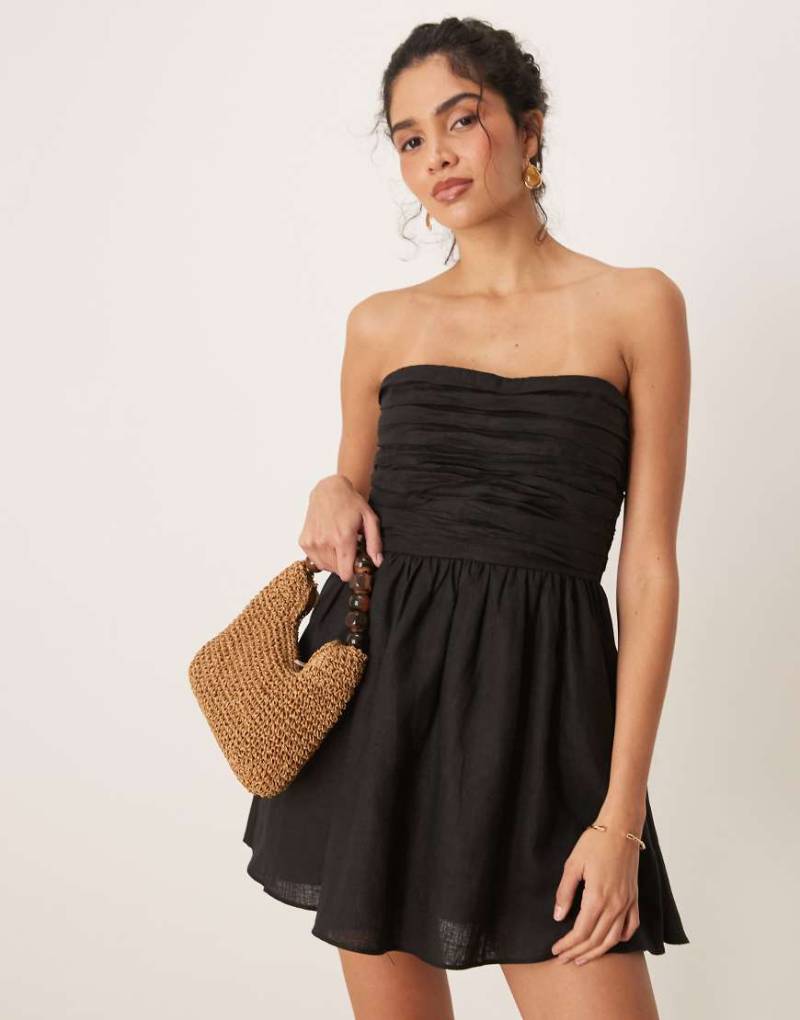 VRG GRL - Saint Malo - Mini-Schlauchkleid aus Leinen in Schwarz von Vrg Grl