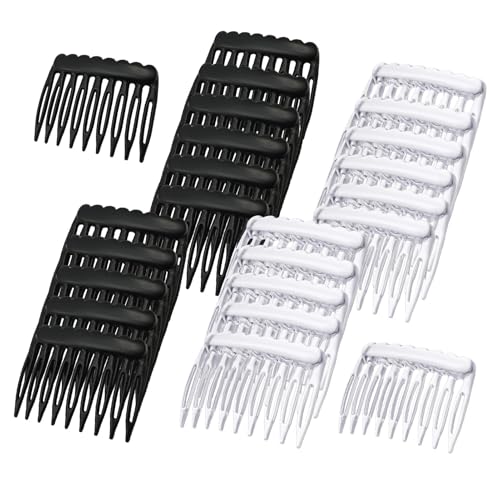 Französisches Haarkamm Set, 24 Stück Französische Haarkämme Dekorative Seitenhaarkämme Schwarz und Klar Haarkämme Hochzeit Haarschmuck Tägliches Styling Haarkämme Damen Haarkamm Zubehör von Vriusi