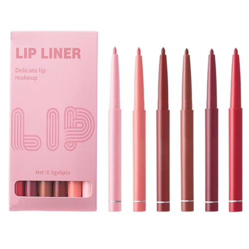 Lip Liner Set | 6X Waterproof Lip Makeup Pencils | Matte Lipstick, Smudge-Proof Lip Liner, Long-Lasting Lip Gloss for Women, Lip Defining Pencils for Precise Lip Contouring von Vriusi