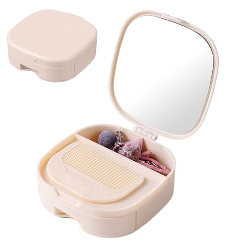 Tragbare Make-up-Spiegel mit Aufbewahrung, Reise-Kosmetikspiegel, Make-up-Spiegel mit Aufbewahrungskoffer, Exquisite Kosmetik-Organizer-Box für Mutter, kompakter Spiegel für unterwegs von Vriusi