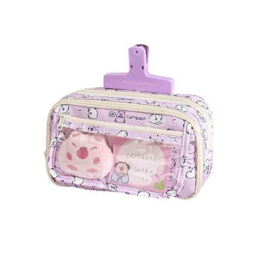 Vriusi Capybara Pen Pouch, Wide Opening Pencil Case, Zippered Pencil Case, Transparent Pencil Case, Capybara School Supplies, Multi Layer Pencil Case, Kids Pencil Case, Pen and Pencil Storage, von Vriusi