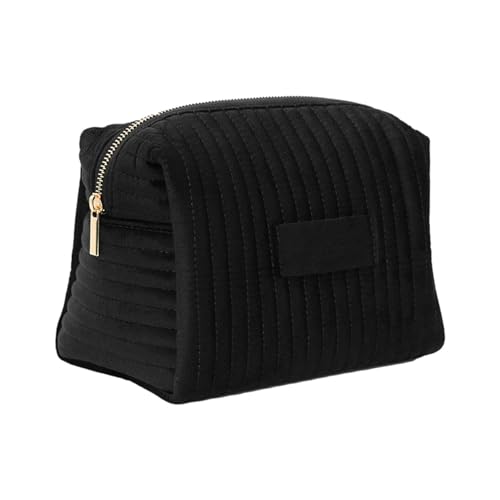 Vriusi Reise-Make-up-Organizer – Samt-Make-up-Tasche, Kulturbeutel, Make-up-Pinsel, Reißverschluss, Reise-Kulturbeutel, Make-up-Tasche für Lippenstift, Foundation, Schwarz , Refer to description von Vriusi