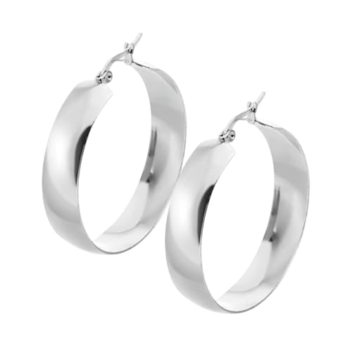 Vroxdrez 1 Paar Silber - Creolen für Damen, breite & dicke Modelle, leichte hypoallergene Ohrringe. Große Silber - Ohrringe (40 mm) in edler Qualität, Pfosten - Design. von Vroxdrez