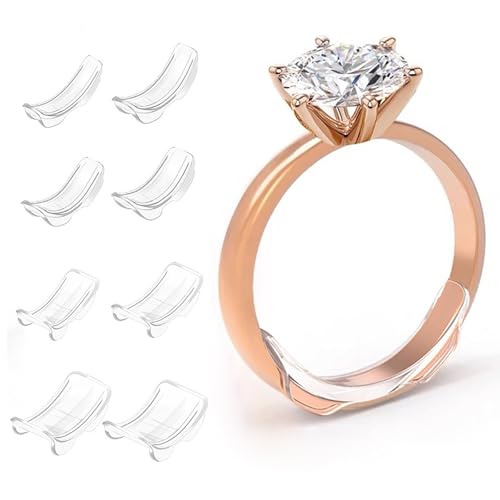 Vroxdrez 8 Stück Unsichtbarer Ringverkleinerer, Transparenter Ringgrößenanpasser für lockere Ringe, Bequeme & Flexible Ringgröße Anpassung, Perfekt für Damen & Herren(Transparent) von Vroxdrez