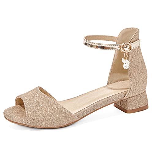 Vrupons Damen Schuhe Fashion Sandalen Knöchelriemen Peep Toe Sandalen(GOLD,39) von Vrupons