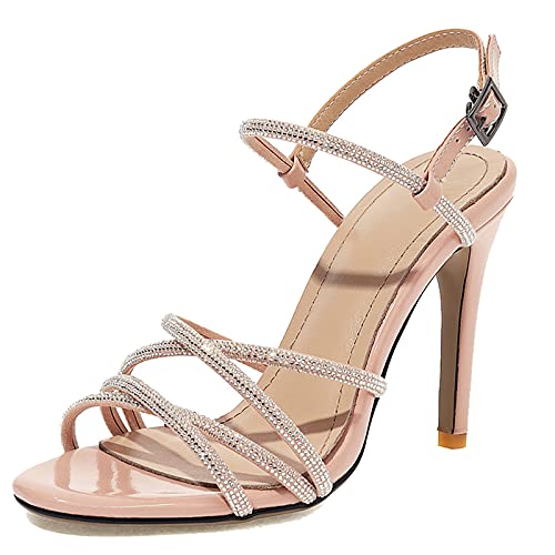 Vrupons Damen Schuhe Offene Zehen High Heels Stiletto Sandalen(Rosa,37) von Vrupons