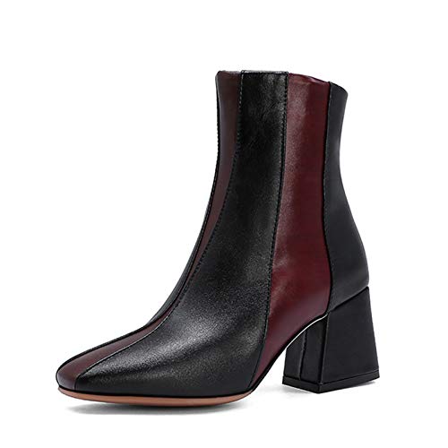 Vrupons Damen Stiefeletten mit Blockabsatz und eckiger Spitze (Schwarz, 33EU) von Vrupons