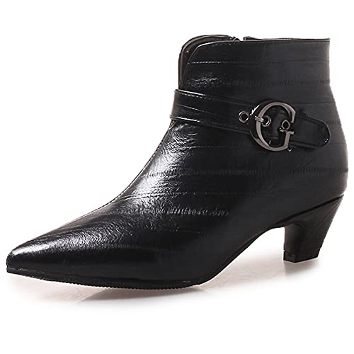 Vrupons Damen spitze Stiefeletten mit niedrigem Absatz (Schwarz, 40) von Vrupons