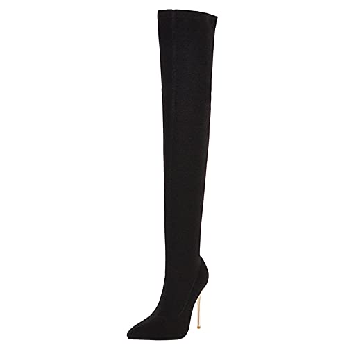 Vrupons Fashion Damen Overknee Stiefel mit Stilettoabsatz(Schwarz, 37) von Vrupons