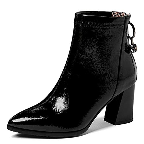 Vrupons Fashion Damen Stiefeletten mit kleinem Absatz und Strass (Schwarz, 37EU) von Vrupons