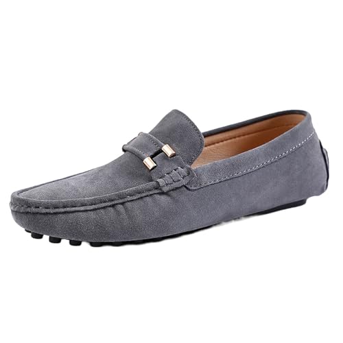 Vrupons Herren Bequem Schlupfschuhe Rundkappe Freizeit Mokassins Atmungsaktiv rutschfeste Sohle (Grau, 45 EU) von Vrupons