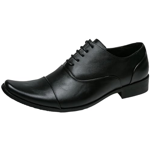 Vrupons Herren Derby Schnürschuhe Europäischer Stil Spitze Kappe Freizeit Weiche Sohle rutschfest Atmungsaktive Futter (Schwarz, 40 EU) von Vrupons