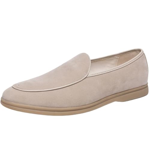 Vrupons Herren Plus Size Slip-On Loafers Formula Toe - Bequeme Freizeitschuhe (Beige, 43 EU) von Vrupons