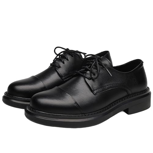 Vrupons Herren Rundkappe Bequeme Freizeitschuhe PU Oxford Schnürer (Schwarz, 39 EU) von Vrupons