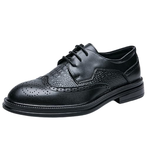 Vrupons Herren Spitzschuh Schnürer Business Freizeit mit Strukturiertem Design (Schwarz, 43 EU) von Vrupons