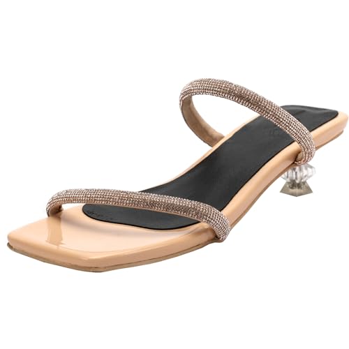 Vrupons Stilvolle Damensandalen mit niedrigem Absatz - Sparkling Fashion Slides (Gold, 45) von Vrupons