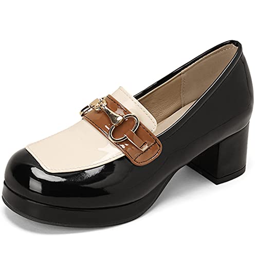 Vrupons Sweet Loafer für Damen mit klobigem Absatz (Schwarz, 40 EU) von Vrupons