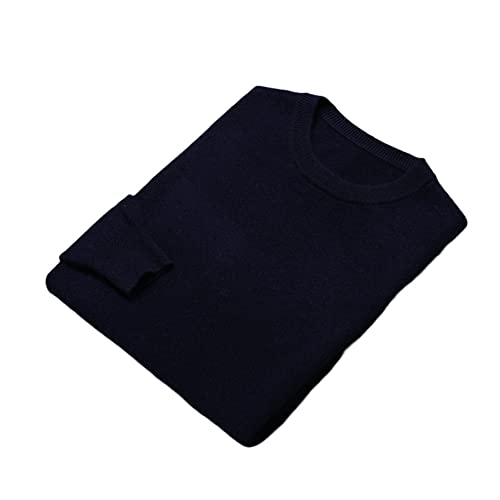 100% Merinowolle Pullover Sweater Herren Rundhals Strickpullover Top Solid Cashmere Sweater, marineblau, X-Large von Vsadsau