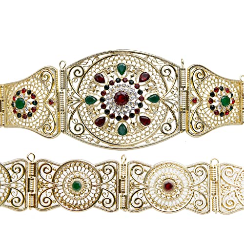 Algerischer Kaftan-Gürtel für Frauen, verstellbare Länge, Hochzeitsschmuck, runde Schnalle, marokkanische Braut-Taillenkette von Vsadsau