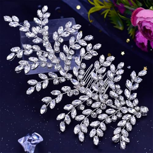 Brautkamm Kopfschmuck Hochzeit Haarschmuck Kamm Strass Haarspangen für Hochzeit Braut Hp432-S links von Vsadsau