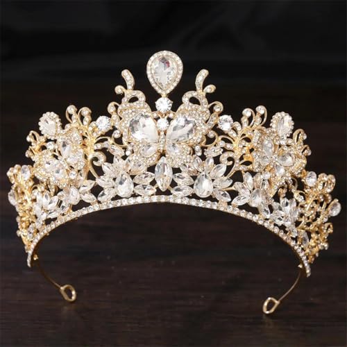 Damen Blumen Strass Braut Tiara Krone Strass Diadem Diadem Hochzeit Haarschmuck Kopfschmuck von Vsadsau