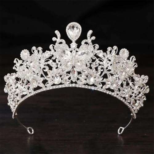 Damen Blumen Strass Braut Tiara Krone Strass Diadem Diadem Hochzeit Haarschmuck Kopfschmuck von Vsadsau