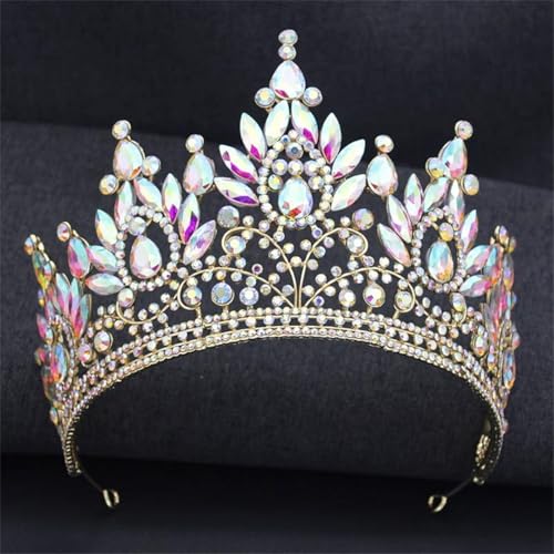 Damen Krone Königin Tiaras Krone Diadem große Kopfbedeckung Braut Hochzeit Krone Haarschmuck Abschlussball Kopfschmuck von Vsadsau