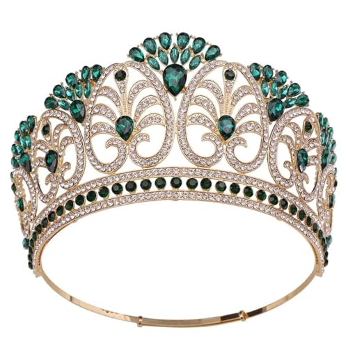 Damen Strass Krone Big Diadem Runde Tiaras Braut Hochzeit Krone Haarkleid Braut Kopfschmuck von Vsadsau