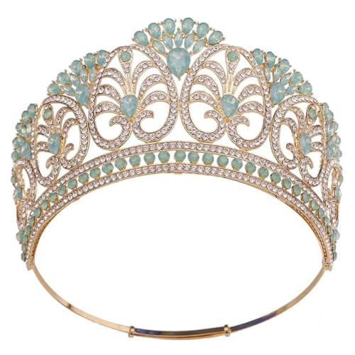 Damen Strass Krone Big Diadem Runde Tiaras Braut Hochzeit Krone Haarkleid Braut Kopfschmuck von Vsadsau