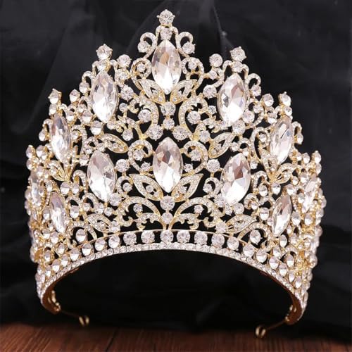 Damen Strass Tiara Krone Braut Kopfbedeckung Festzug Kopfschmuck Party Diadem Hochzeit Haarschmuck von Vsadsau